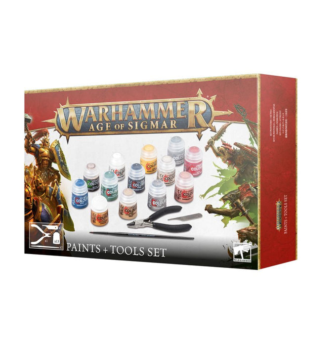 Collectible Miniature Games Games Workshop - Warhammer Age of Sigmar - Paints and Tool Set - NEW - 80-17 - Cardboard Memories Inc.