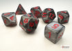 Dice Chessex Dice - Mini Velvet Black with Red - Set of 7 - CHX 20478 - Cardboard Memories Inc.