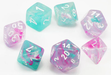 Dice Chessex Dice - Mini Nebula Wisteria with White - Set of 7 - CHX 20545 - Cardboard Memories Inc.