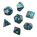 Dice Chessex Dice - Mini Gemini Steel-Teal with White - Set of 7 - CHX 20656 - Cardboard Memories Inc.