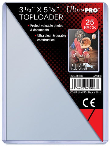 Supplies Ultra Pro - Top Loaders - 3 1/2" x 5 1/8" Pack of 25 for Oversized Young Guns - Cardboard Memories Inc.