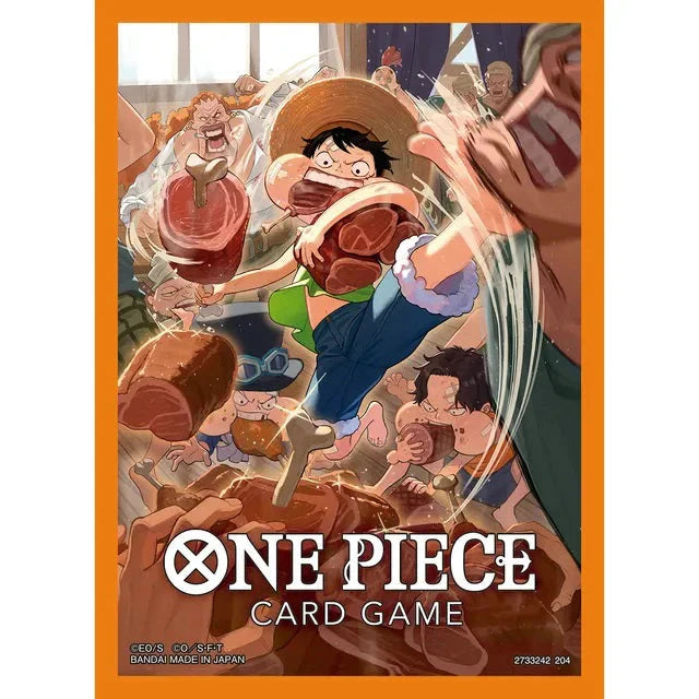 collectible card game Bandai - One Piece Card Game - Luffy With Meat - Card Sleeves - Standard 70ct - Cardboard Memories Inc.