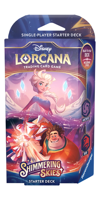 Trading Card Games Disney - Lorcana - Shimmering Skies - Starter Deck - Amethyst & Ruby - Elsa & Ralph - Cardboard Memories Inc.