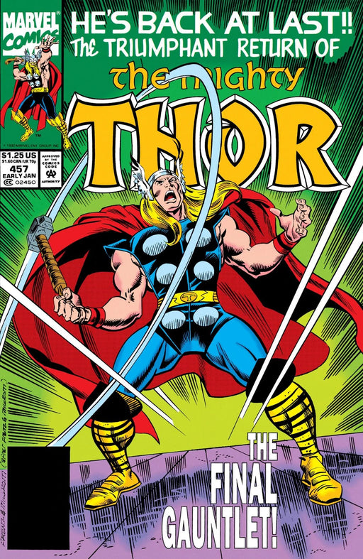 Comic Books Marvel Comics - Thor (1962 1st Series) 457 (Cond. FN-) 22063 - Cardboard Memories Inc.