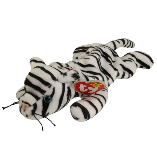 Plush TY Beanie Baby - Blizzard the White Tiger - Cardboard Memories Inc.