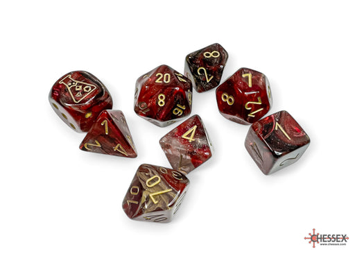 Dice Chessex Dice - Lab Dice - 7-Die Set - Borealis - Polyhedral Cosmos with Gold - Cardboard Memories Inc.