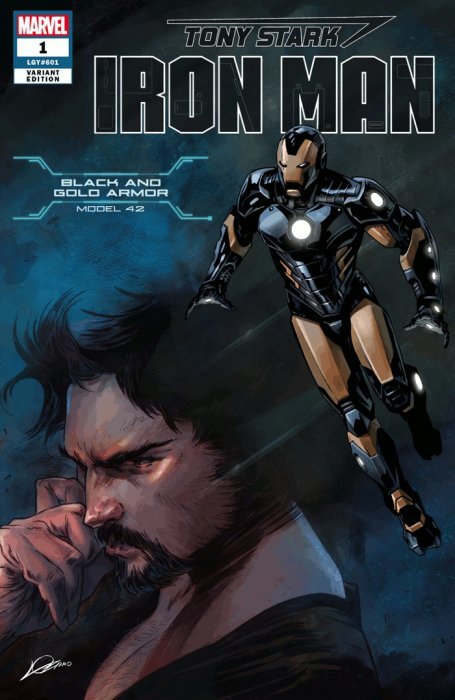 Comic Books Marvel Comics - Tony Stark, Iron Man 001 - Black-and-Gold Variant (Cond. FN) 0104 - Cardboard Memories Inc.