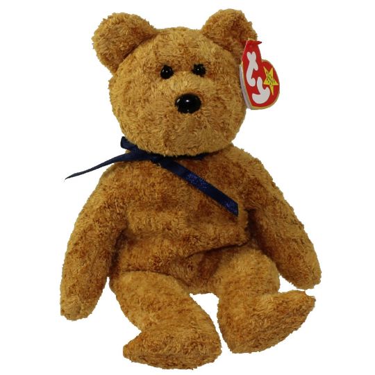 Plush TY Beanie Baby - Fuzz the Bear - Cardboard Memories Inc.