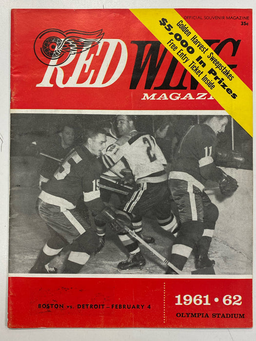 Magazine Olympia Stadium - Redwings Souvenir Magazine - 1961-62 - Vintage Magazine (Cond. FN-) - MG0104 - Cardboard Memories Inc.