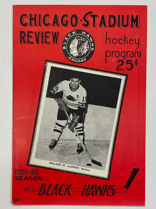 Magazine Chicago Stadium Review - Chicago Black Hawks Hockey Program - 1959-60 - Vintage Magazine (Cond. FN-) - MG0106 - Cardboard Memories Inc.