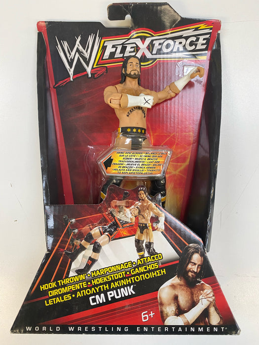 Action Figures and Toys Mattel - 2010 - WWE Flex Force - CM Punk Hook Throwin' - 7" Action Figure - V1452 *Damaged Box* - Cardboard Memories Inc.