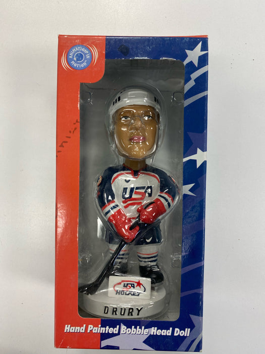 Action Figures and Toys Bobble Dobbles - 2001 - Team USA - Chris Drury Hand Painted Bobble Head - Cardboard Memories Inc.