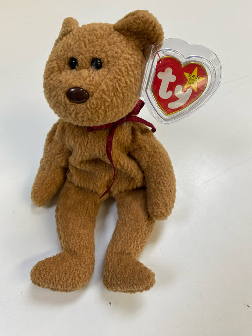 Plush TY Beanie Baby - Curly the Brown Bear - Cardboard Memories Inc.