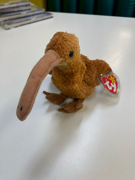 Plush TY Beanie Baby - Beak the Kiwi - Cardboard Memories Inc.