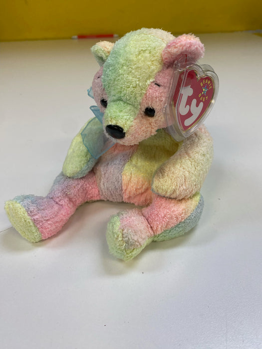 Plush TY Beanie Baby - Mellow the Ty-Dyed Bear - Cardboard Memories Inc.