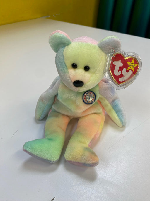 Plush TY Beanie Baby - B.B. Bear the Birthday Bear - Cardboard Memories Inc.