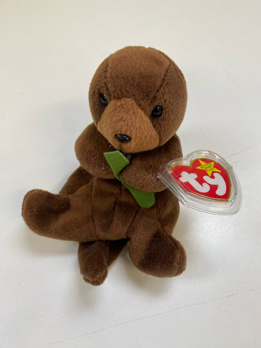 Plush TY Beanie Baby - Seaweed the Otter - Cardboard Memories Inc.