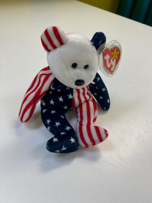 Plush TY Beanie Babies - Spangle the Bear (White Head Variant) - Cardboard Memories Inc.