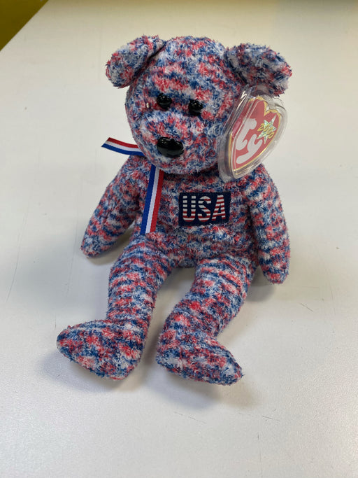 Plush TY Beanie Babies - USA the Bear - Cardboard Memories Inc.