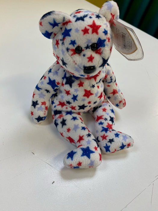 Plush TY Beanie Babies - Red, White & Blue the Bear - Cardboard Memories Inc.