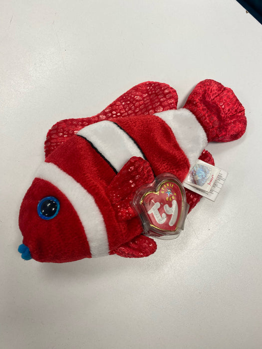 Plush TY Beanie Baby - Jester the Clownfish - Cardboard Memories Inc.