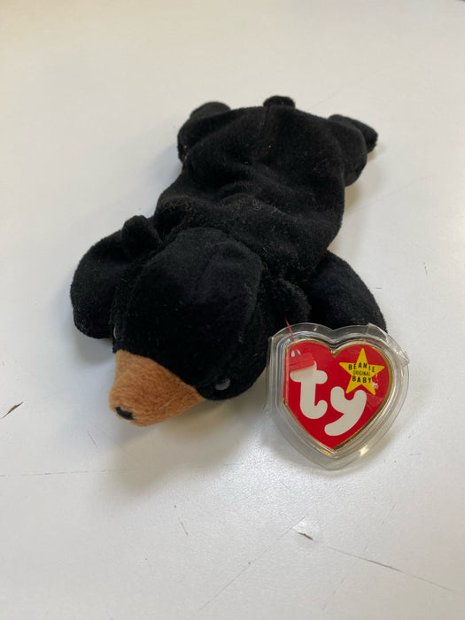 Plush TY Beanie Baby - Blackie the Black Bear - Cardboard Memories Inc.