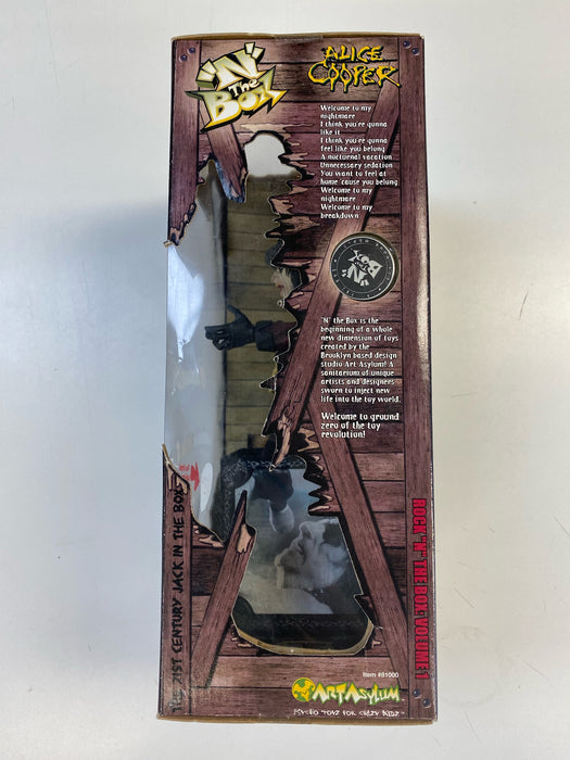 Action Figures and Toys Art Asylum - 2001 - Alice Cooper "N" the Box Welcome to My Nightmare - Action Figure *DAMAGED BOX* - Cardboard Memories Inc.