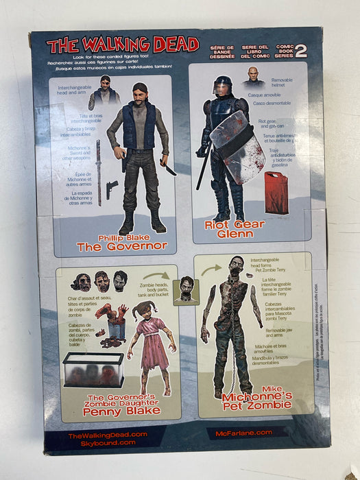 Action Figures and Toys McFarlane Toys - Walking Dead - Bloody Black & White Governor and Daughter Penny Blake - Series 2 Figure Set - PX Previews Exclusive - Cardboard Memories Inc.