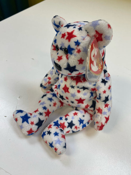 Plush TY Beanie Babies - Red, White & Blue the Bear - Cardboard Memories Inc.