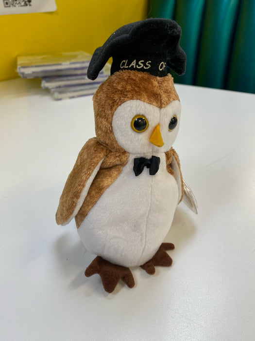 Plush TY Beanie Baby - Wisest the Owl - Class of 2000 - Cardboard Memories Inc.