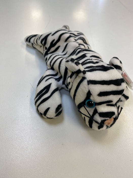 Plush TY Beanie Baby - Blizzard the White Tiger - Cardboard Memories Inc.