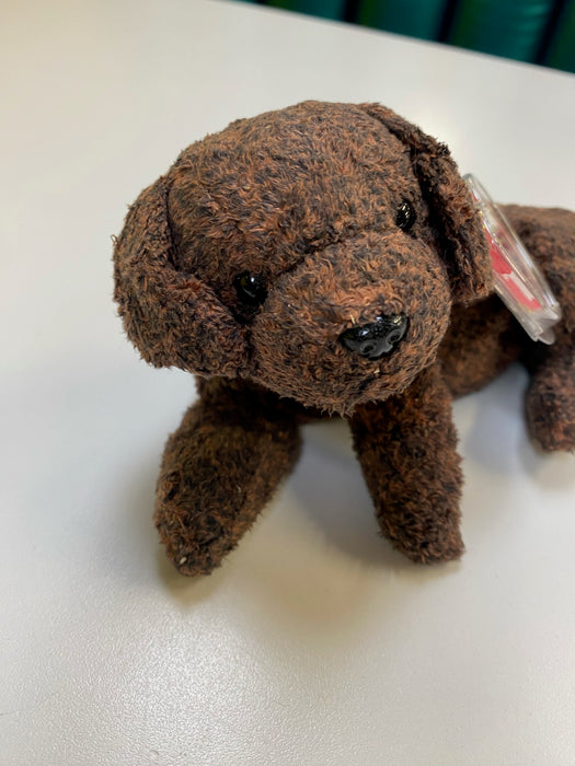 Plush TY Beanie Baby - Fetcher the Dog - Cardboard Memories Inc.