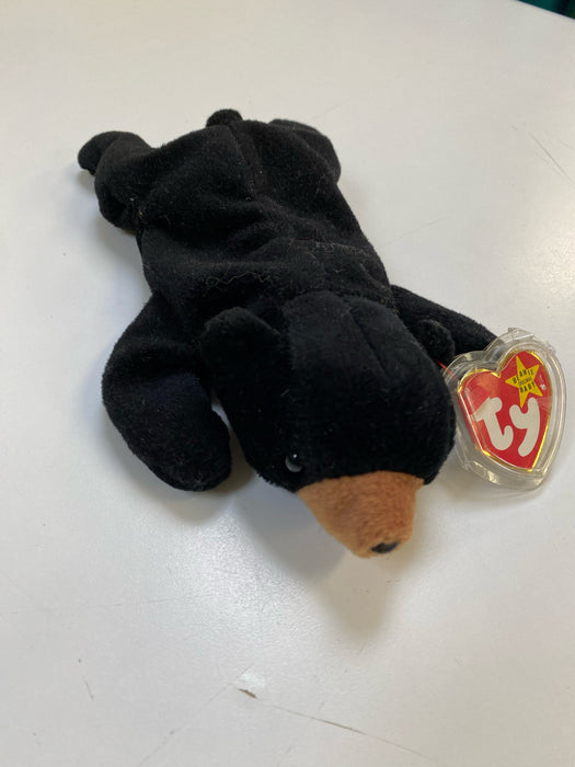 Plush TY Beanie Baby - Blackie the Black Bear - Cardboard Memories Inc.