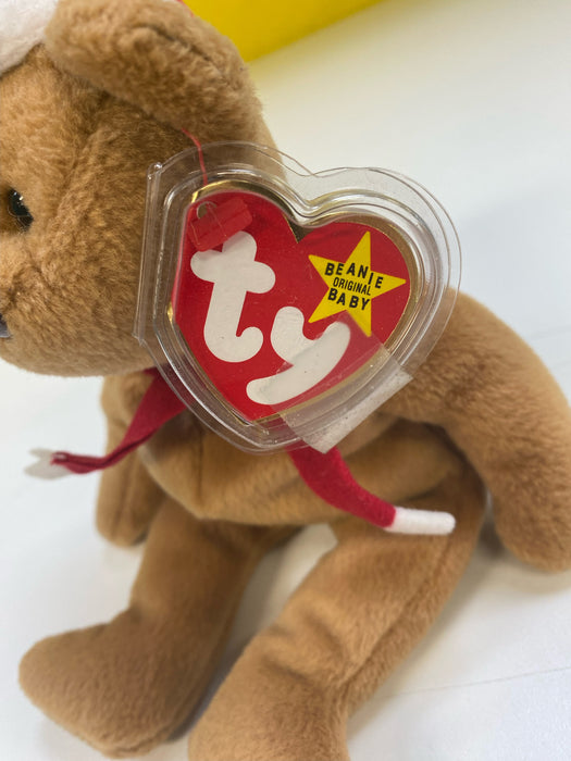 Plush TY Beanie Baby - 1997 - Holiday Teddy Bear - Cardboard Memories Inc.