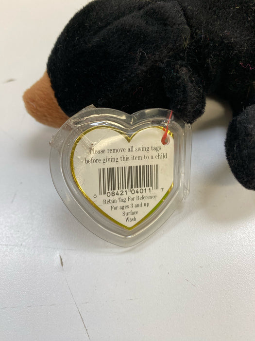 Plush TY Beanie Baby - Blackie the Black Bear - Cardboard Memories Inc.