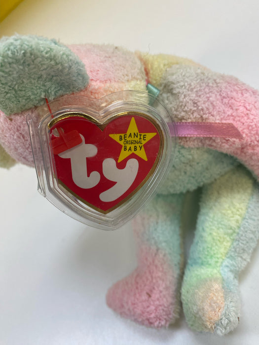 Plush TY Beanie Baby - Groovy the Ty-Dyed Bear - Cardboard Memories Inc.