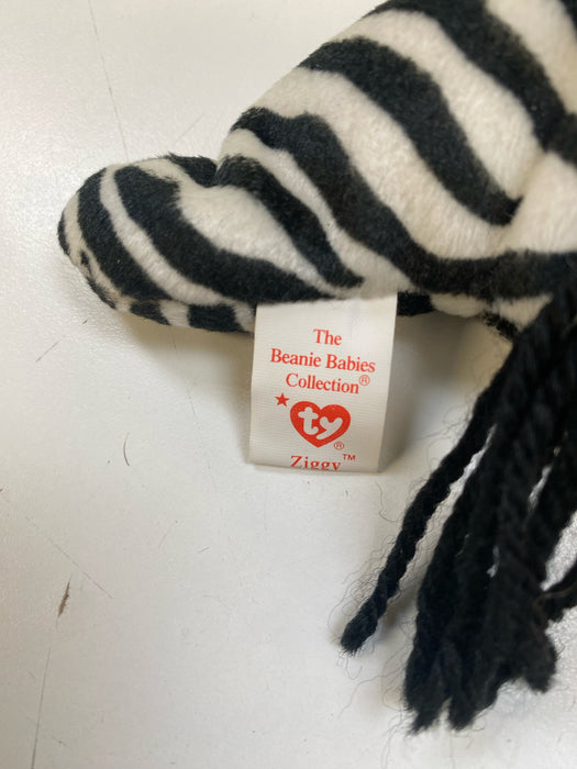 Plush TY Beanie Baby - Ziggy the Zebra - Cardboard Memories Inc.