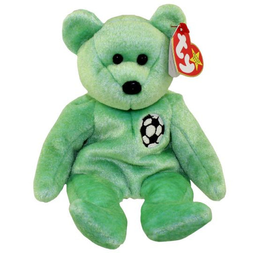 Plush TY Beanie Baby - Kicks the Soccer Bear - Cardboard Memories Inc.