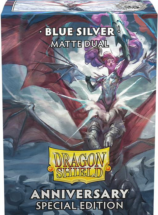 Supplies Arcane Tinmen - Dragon Shield Sleeves - Matte Dual - Anniversary Special Edition - Blue and Silver - Pre-Order June 21st 2024 - Cardboard Memories Inc.