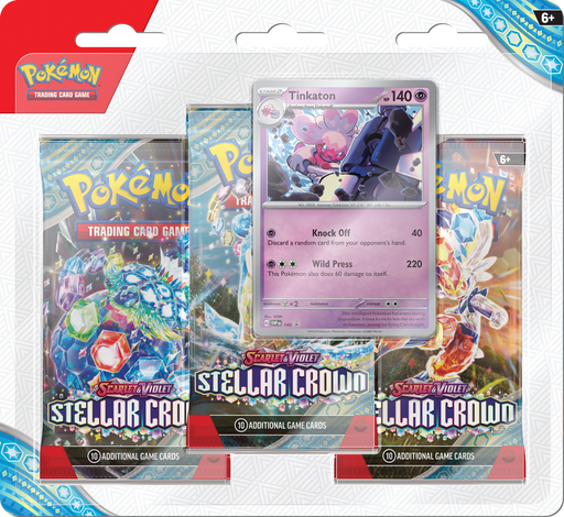 Trading Card Games Pokemon - Scarlet and Violet - Stellar Crown - 3 Blister Pack - Tinkaton - Cardboard Memories Inc.