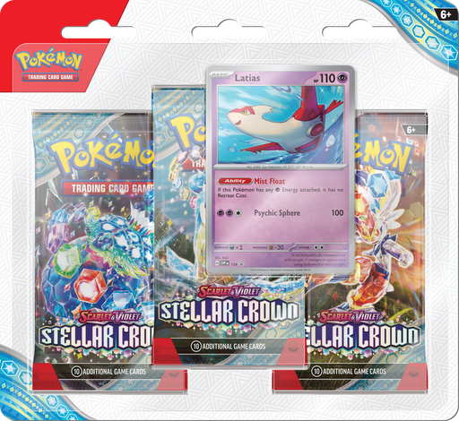 Trading Card Games Pokemon - Scarlet and Violet - Stellar Crown - 3 Blister Pack - Latias - Cardboard Memories Inc.