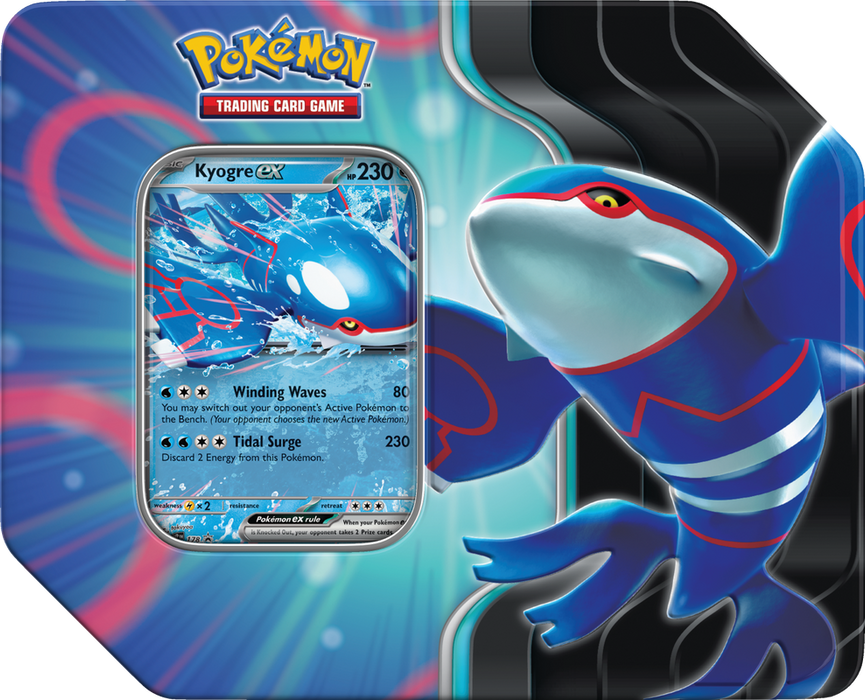 Trading Card Games Pokemon - Azure Legends - Tin - Kyogre ex - Pre-Order February 21st 2025 - Cardboard Memories Inc.