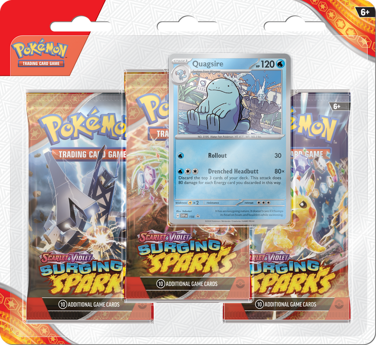 Trading Card Games Pokemon - Scarlet and Violet - Surging Sparks - 3-Pack Blister - Quagsire - Cardboard Memories Inc.