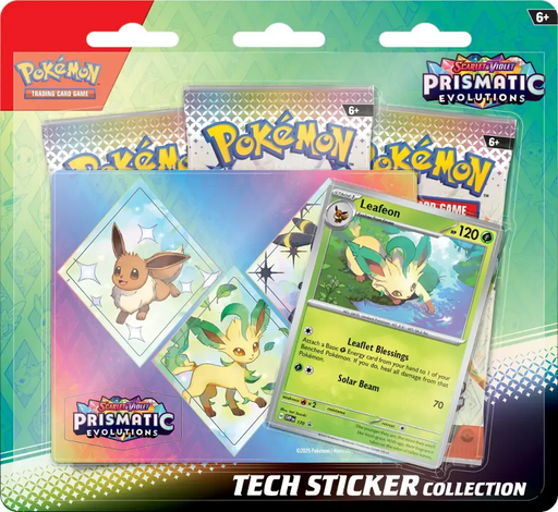 Trading Card Games Pokemon - Scarlet and Violet - Prismatic Evolutions - Tech Sticker Collection - Leafeon - Pre-Order January 17th 2025 - Cardboard Memories Inc.