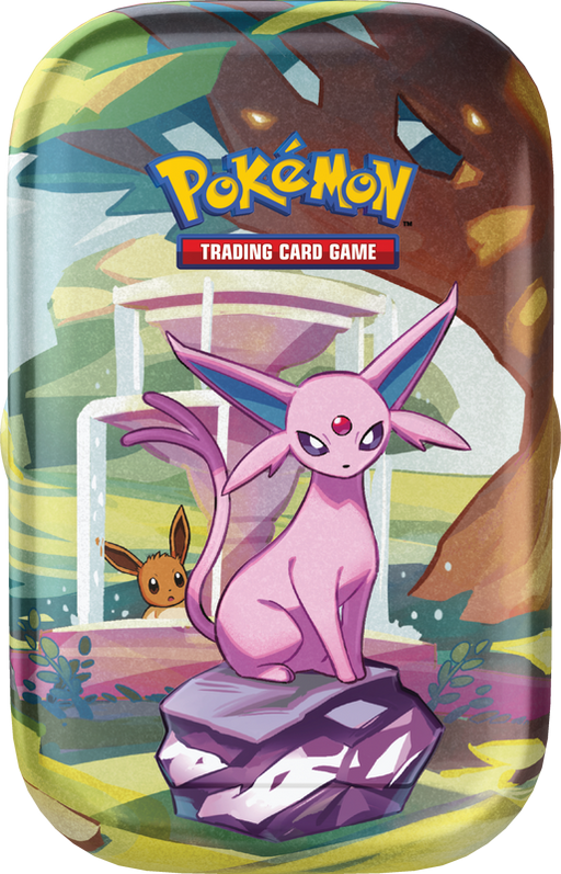 Trading Card Games Pokemon - Scarlet and Violet - Prismatic Evolutions - Mini Tins - Espeon - Pre-Order February 7th 2025 - Cardboard Memories Inc.