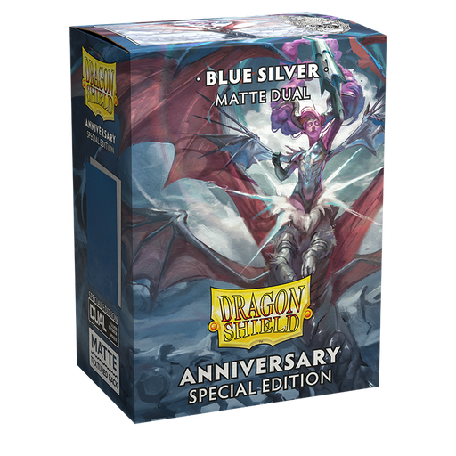 Supplies Arcane Tinmen - Dragon Shield Sleeves - Matte Dual - Anniversary Special Edition - Blue and Silver - June 21st 2024 - Cardboard Memories Inc.