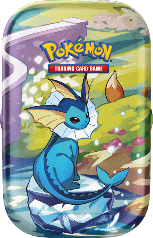 Trading Card Games Pokemon - Scarlet and Violet - Prismatic Evolutions - Mini Tins - Vaporeon - Pre-Order February 7th 2025 - Cardboard Memories Inc.