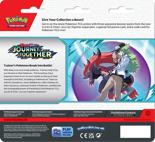 Trading Card Games Pokémon - Scarlet and Violet - Journey Together - 3 Pack Blister - Scrafty - Pre-Order March 28th 2025 - Cardboard Memories Inc.