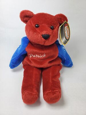 Plush Salvino's Bammers - 1999 - Red and Blue Teddy Bear - Patrick Roy - Cardboard Memories Inc.