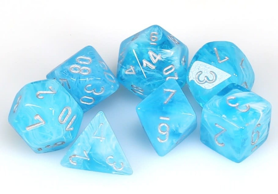 Dice Chessex Dice - Luminary Sky with Silver - Set of 7 - CHX 20566 - Cardboard Memories Inc.